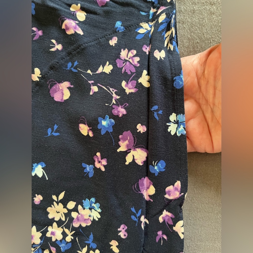 J. Jill navy blue floral print rayon/spandex knit maxi dress 2X or 3X NWT - Picture 10 of 14